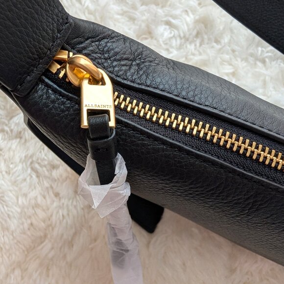 Brand New ALLSAINTS Half Moon Leather Crossbody Bag in Black - Picture 10 of 10